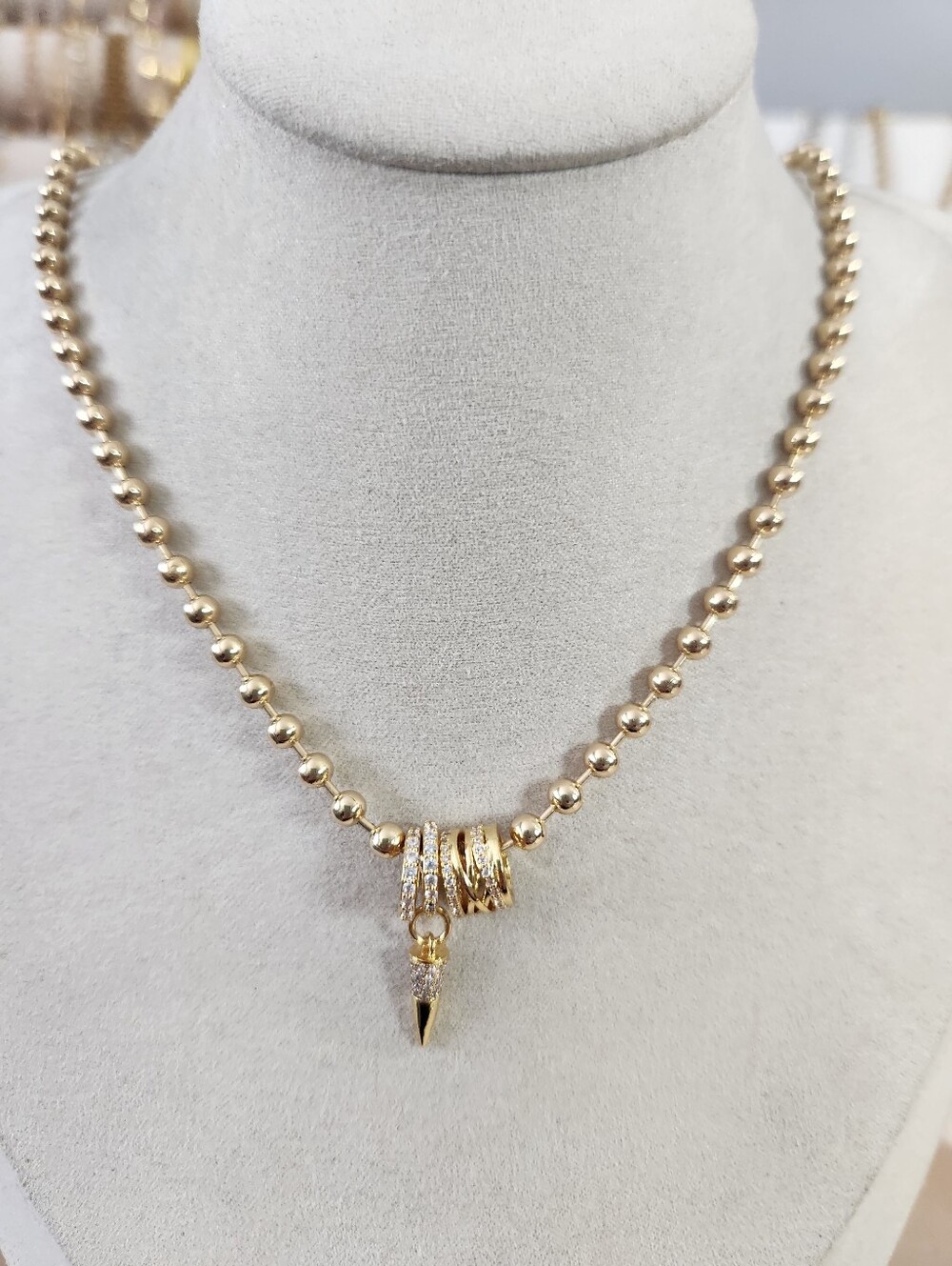 14k Gold Plated Ballchaim Slider Charm Necklace